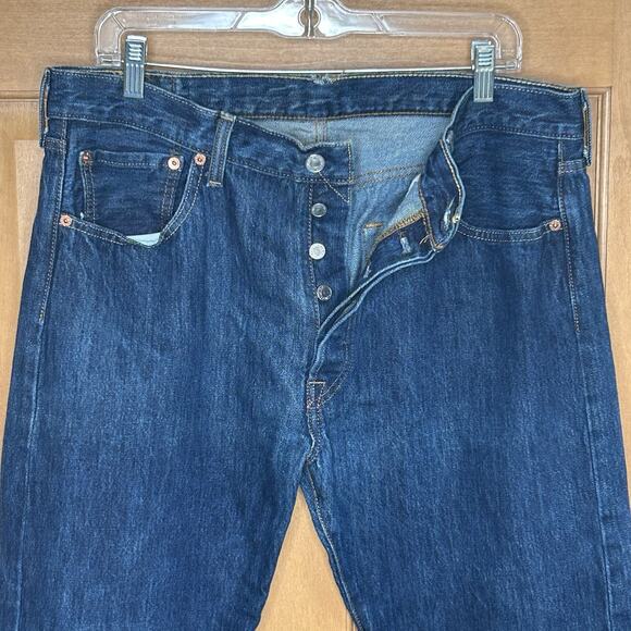 Levi's 501 Button Fly Jeans Men's 36x34 Straight Leg Dark Wash *Inseam 33 - Picture 3 of 6